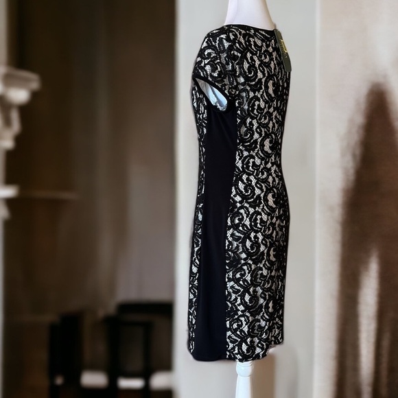 NWT Lauren Ralph Lauren dress black lace overlay cream Sz 10 | LISTED @ 65% OFF - Picture 10 of 16
